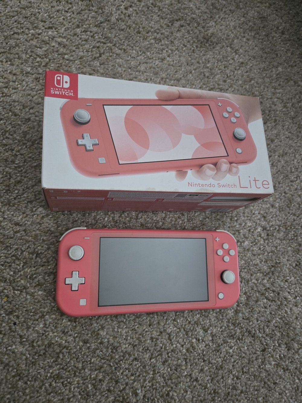 Nintendo Switch Lite Coral Pink Handheld Console with Box & Game